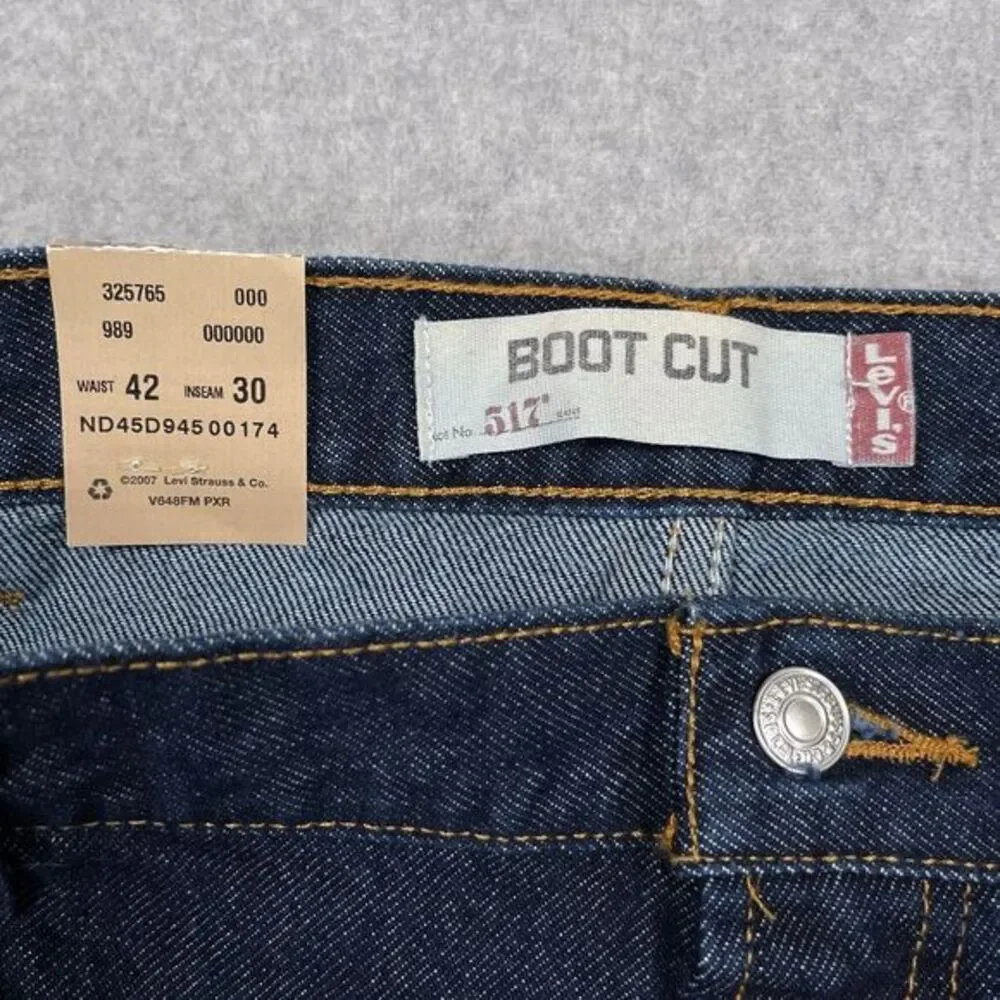 NEW Y2K Levis 517 Boot Cut Jeans Mens 42 x 30 (41x31) Dark Wash Deadstock Cowboy